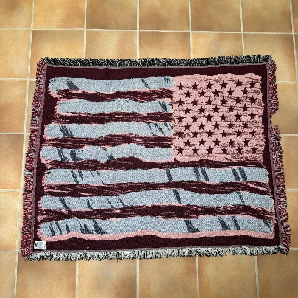 American Flag Vintage Tapestry Throw Blanket Patriotic USA Northwest Company - Picture 7 of 14
